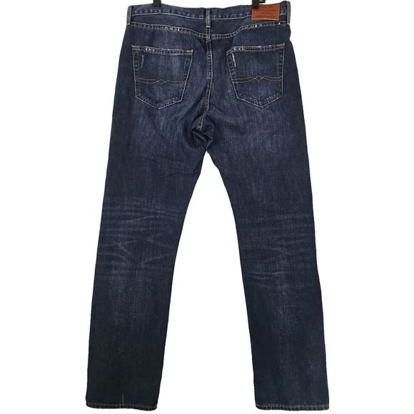 Lucky Brand ~Men's 34 x 32~ Dark Blue Denim 410 Athletic Slim Jeans Distressed. - Picture 3 of 9